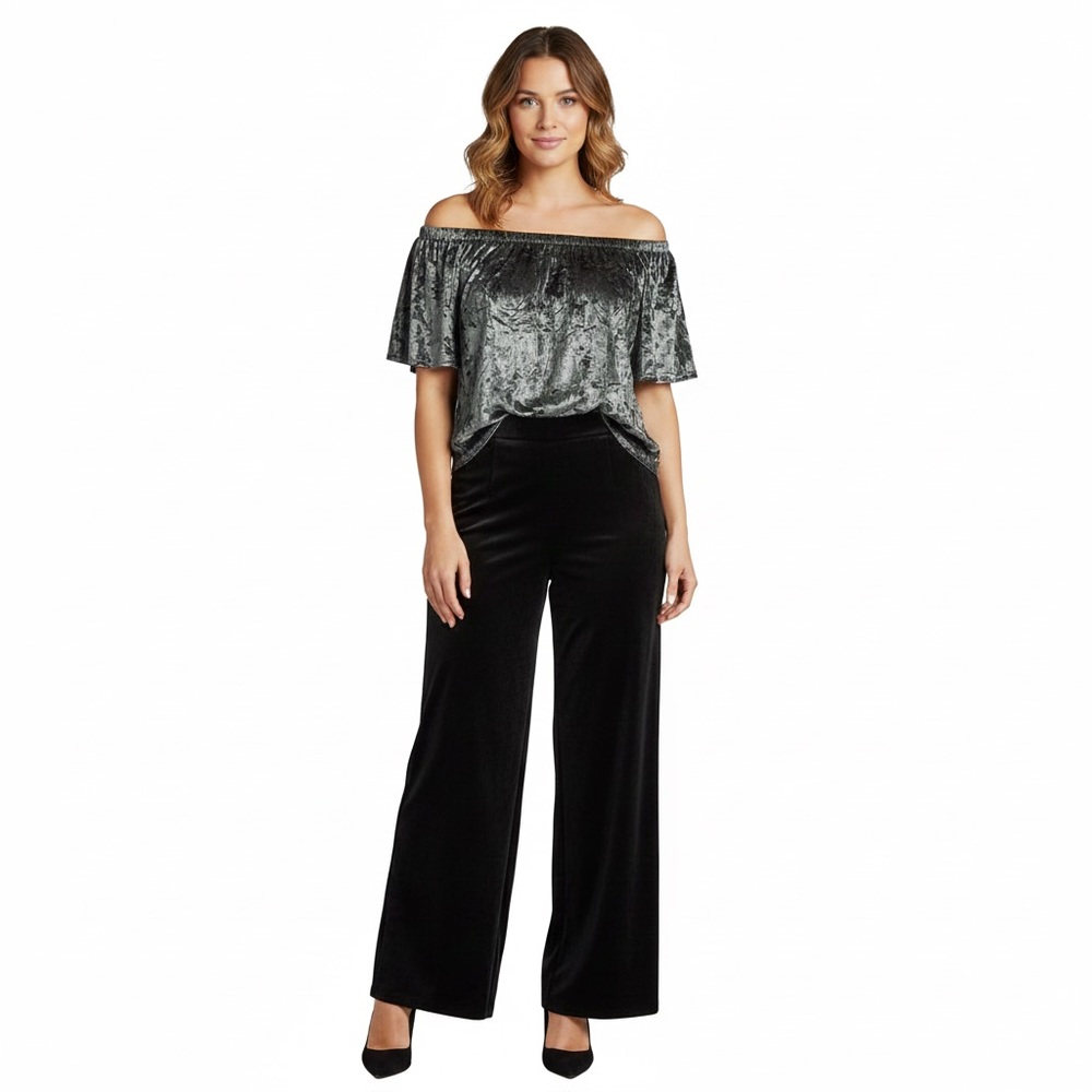 NWT Knox Rose Off Shoulder Velvet Top Blue Gray XS Holiday Party Festival